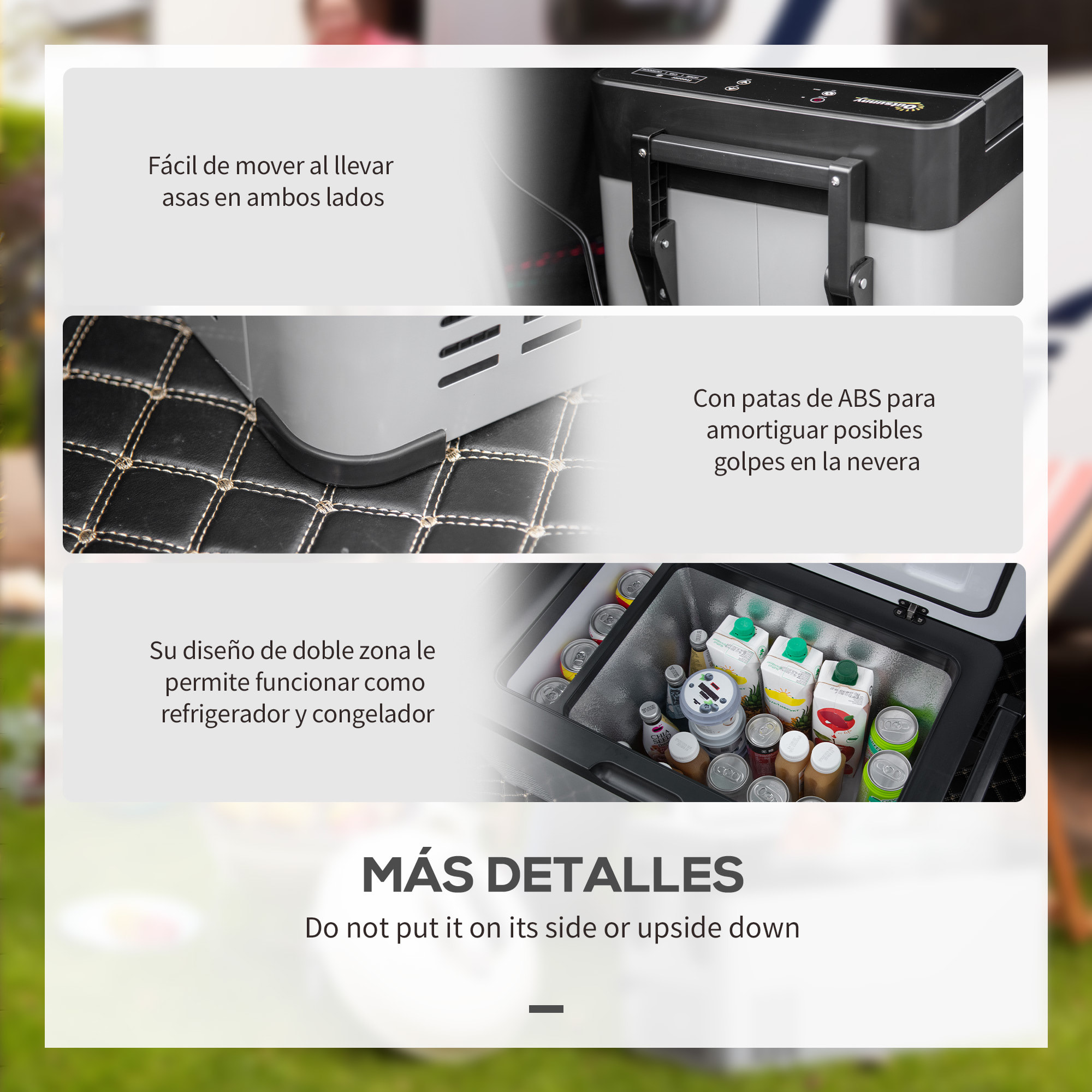 Nevera Portátil Compresor 40L Congelador de Coche 12/24V CC hasta -22 ℃ con Pantalla Táctil y Asas Plegables para Barco Camión 67,2x36x40,5 cm Gris y Negro