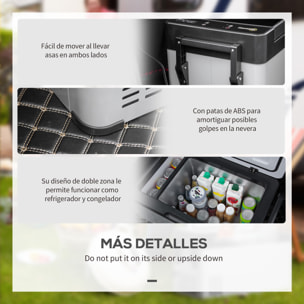 Nevera Portátil Compresor 40L Congelador de Coche 12/24V CC hasta -22 ℃ con Pantalla Táctil y Asas Plegables para Barco Camión 67,2x36x40,5 cm Gris y Negro