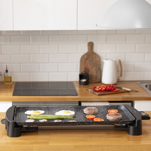 Plancha de Asar Eléctrica Tasty&Grill 3000 RockWater L. 2200 W, Gran superficie