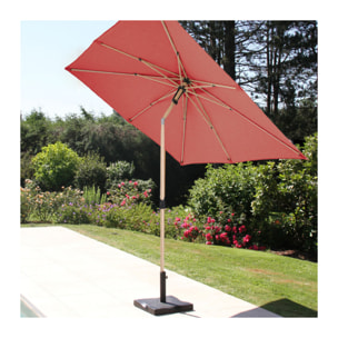 Parasol droit Ø2,4m - effet bois - terracotta - RUBIS
