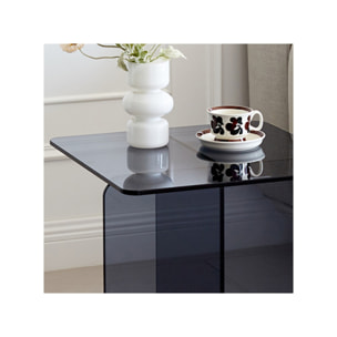 Table basse carrée en verre trempé teinté bleu - BENT