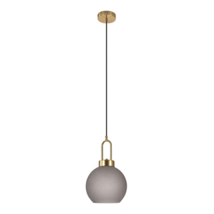 Lampada a sospensione Luton — vetro fumé opaco e ottone, sfera ø 20 cm