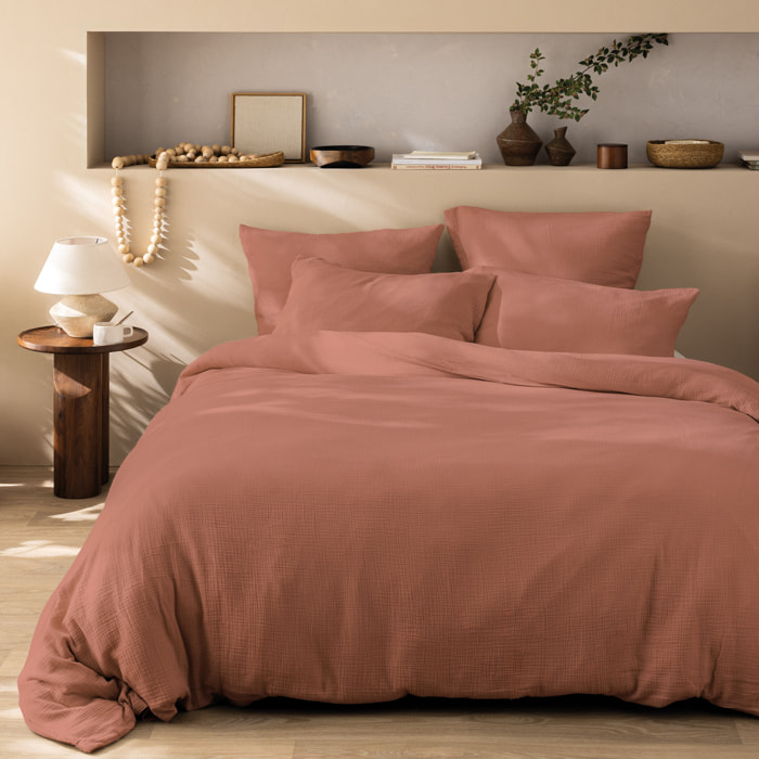 Housse de couette unie en coton, GAZE DE COTON