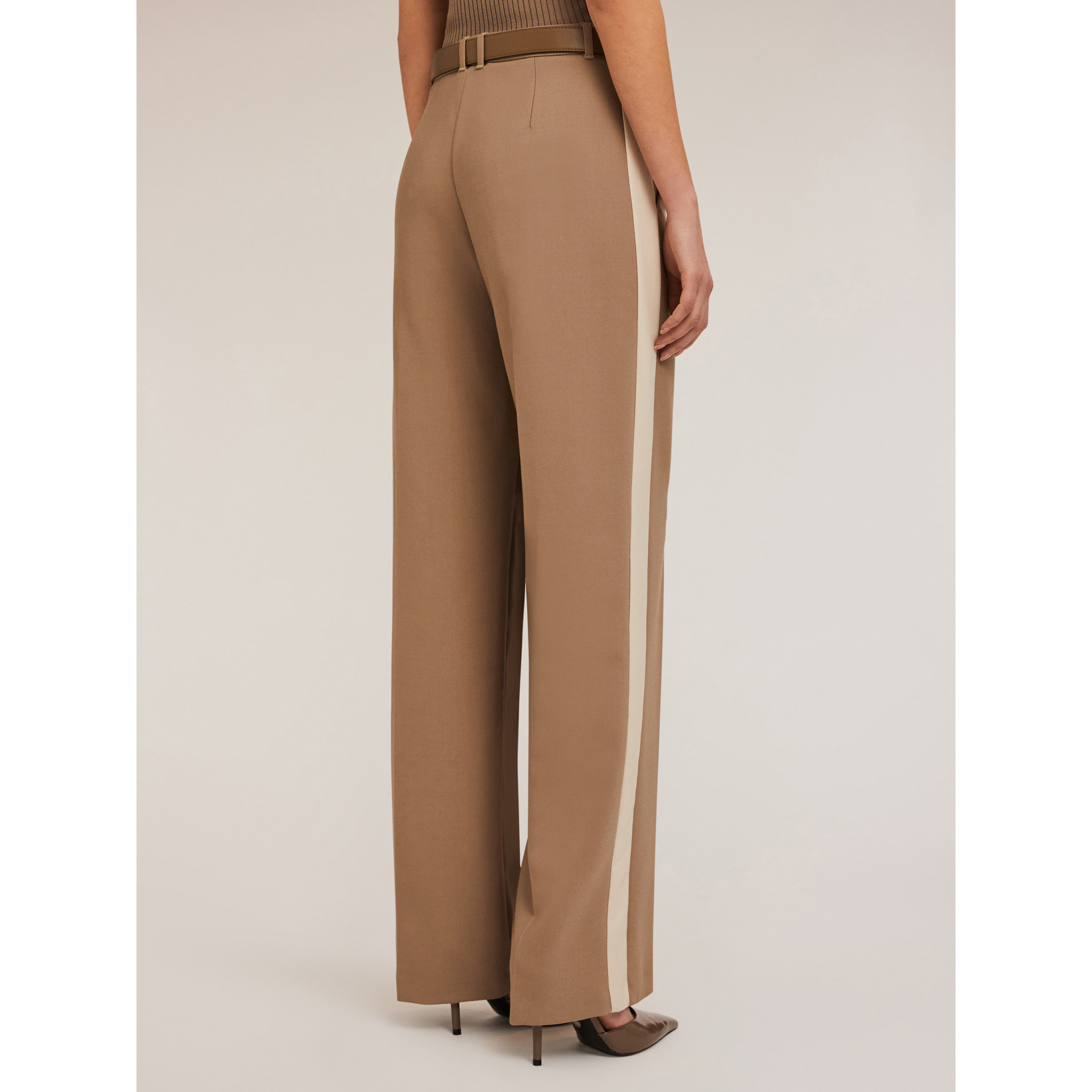 Motivi - Pantalón palazzo con banda lateral - Marrón