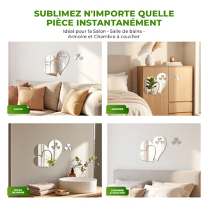 5 stickers miroirs cœurs
