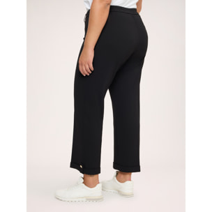 Fiorella Rubino - Pantaloni cropped con risvolto e bottone - Nero
