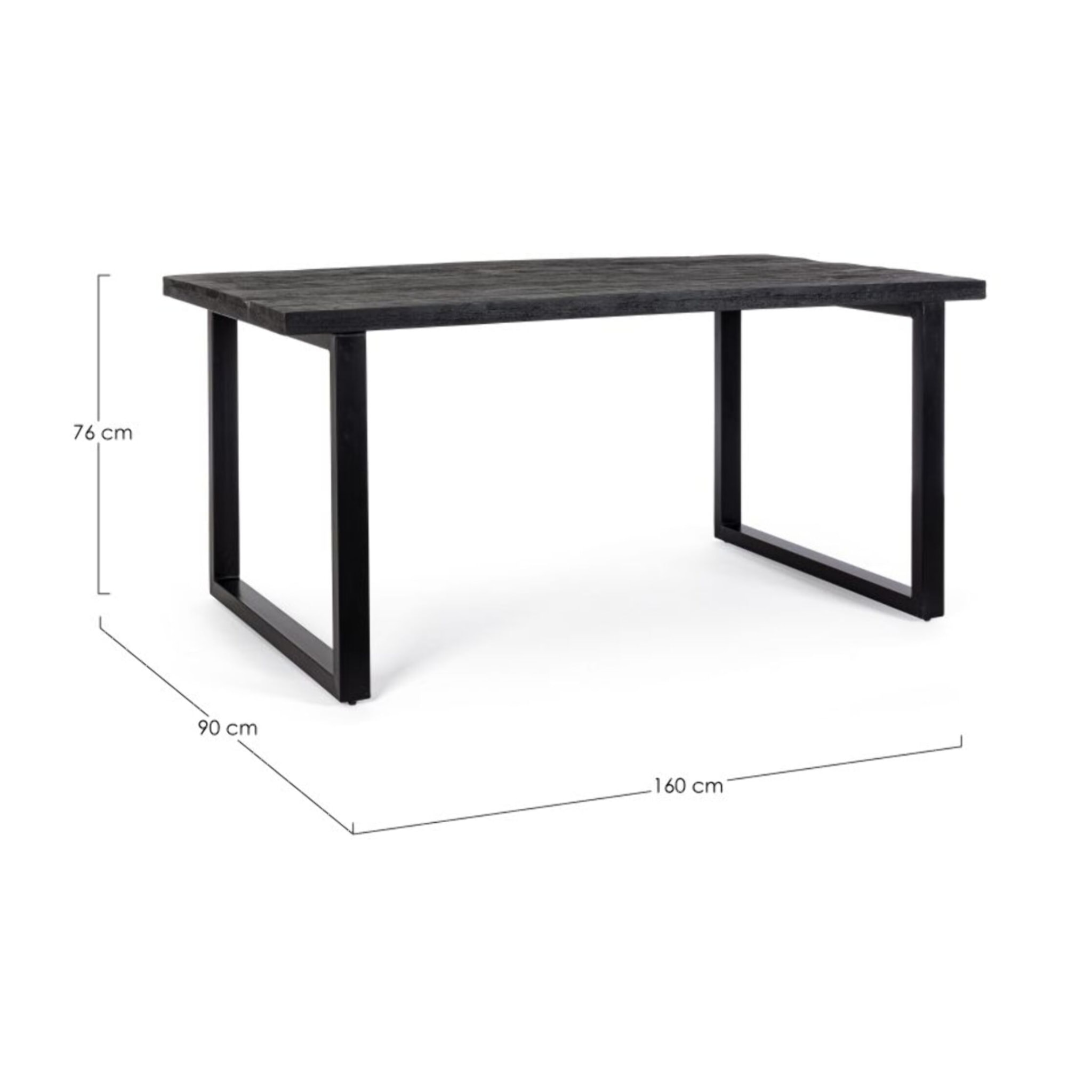 Tavolo HASTINGS rettangolare in legno di mango e base antracite acciaio 160x90 cm