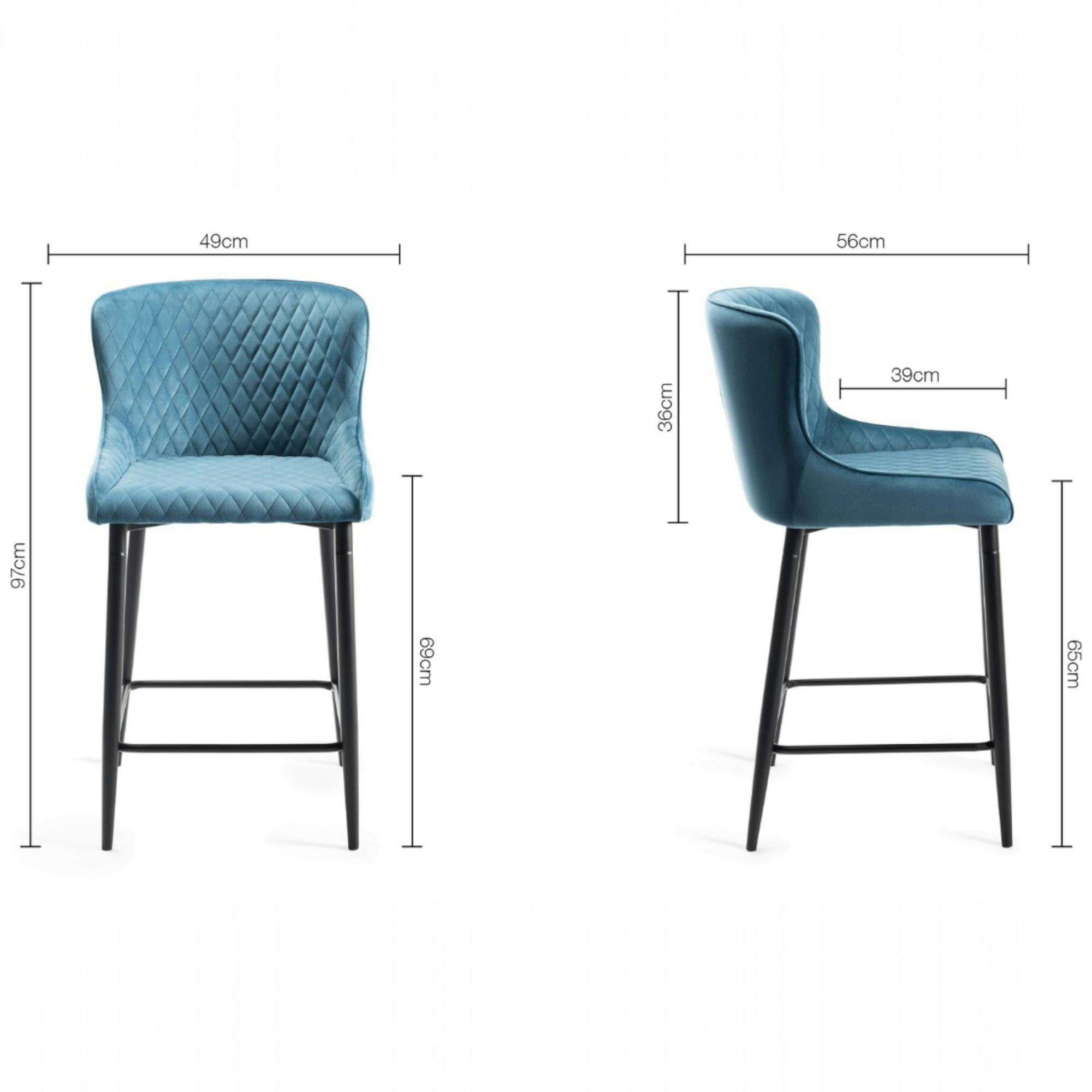 Chaise de bar velours bleu (lot de 2) ARLINGTON