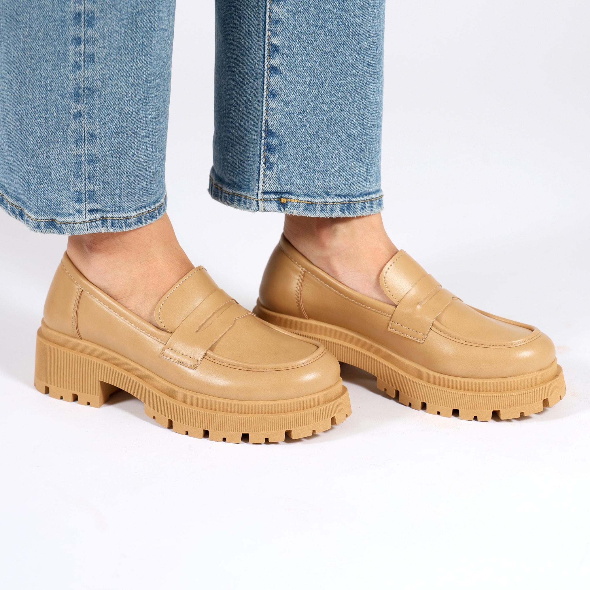 Mocassini platform in simil pelle