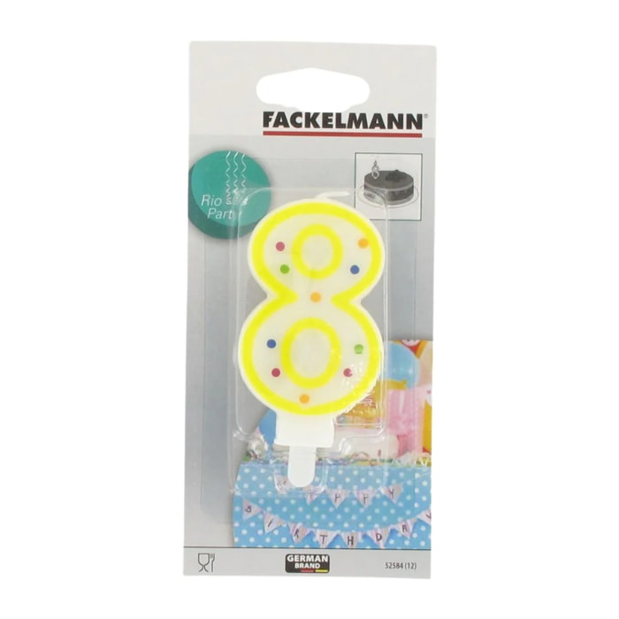 Bougie anniversaire chiffre 8 Fackelmann Rio Party
