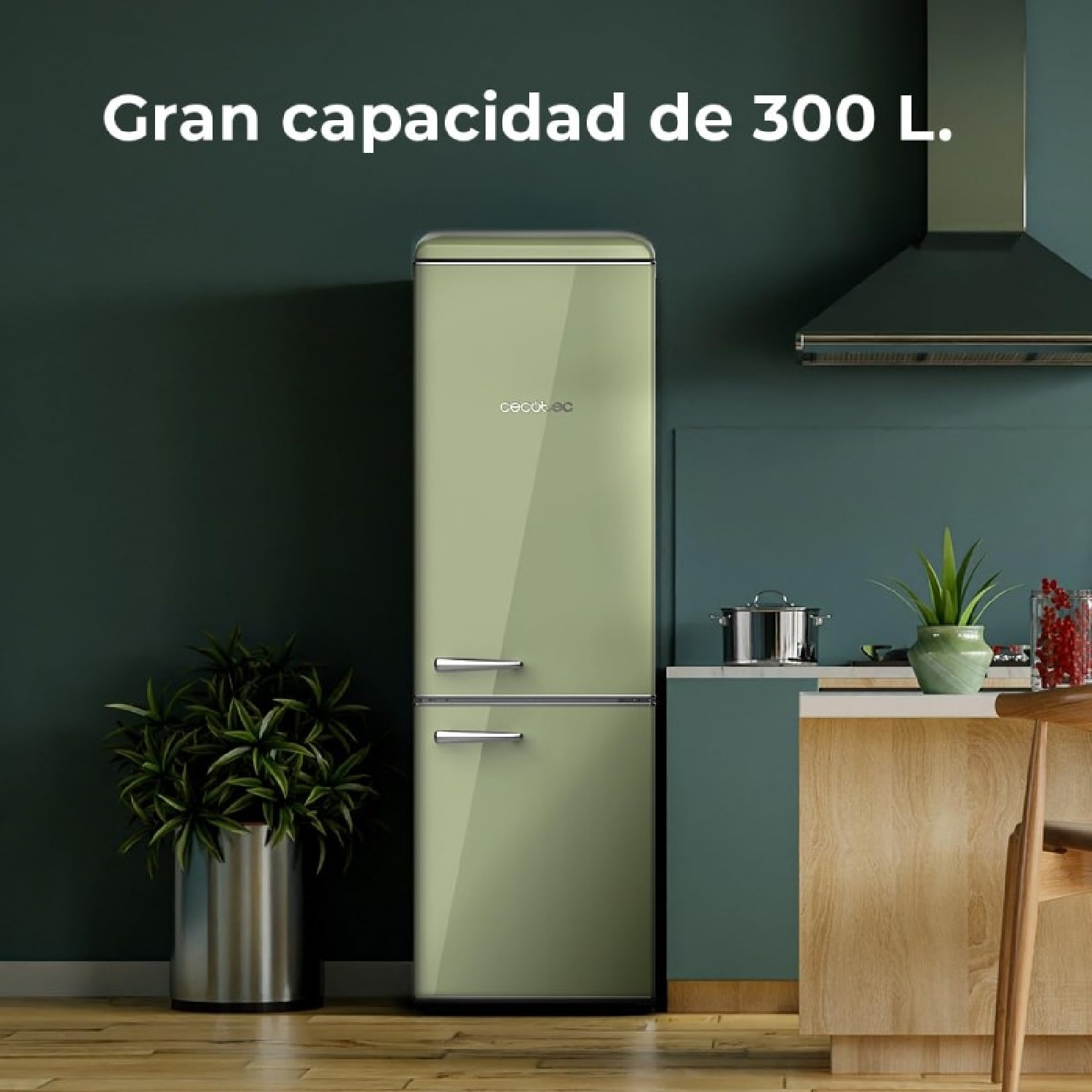 Frigorífico Retro Combi 300 L Bolero CoolMarket Combi Origin 300 Green E, Clase