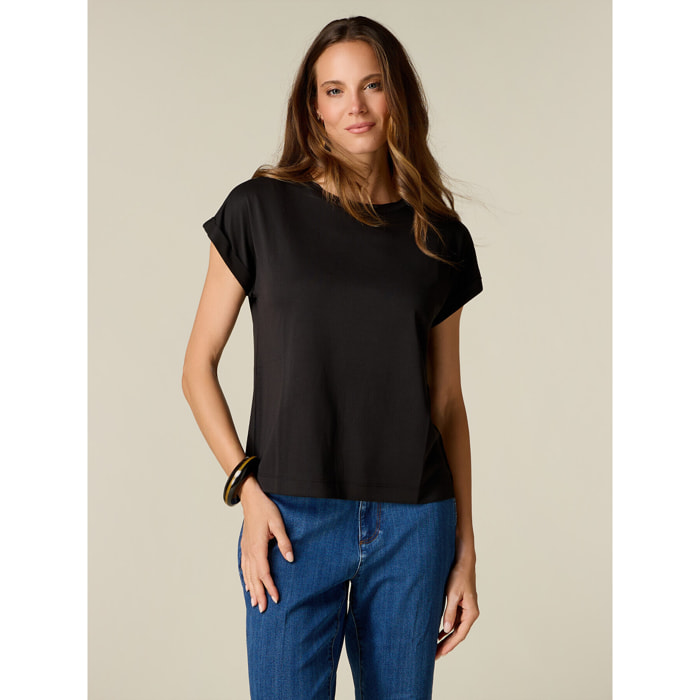 Oltre - T-shirt misto modal - Nero