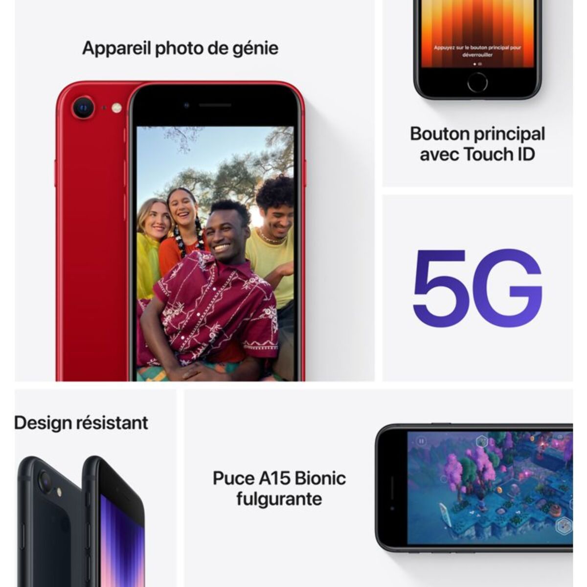 Smartphone APPLE iPhone SE Lumière Stellaire 128Go 5G