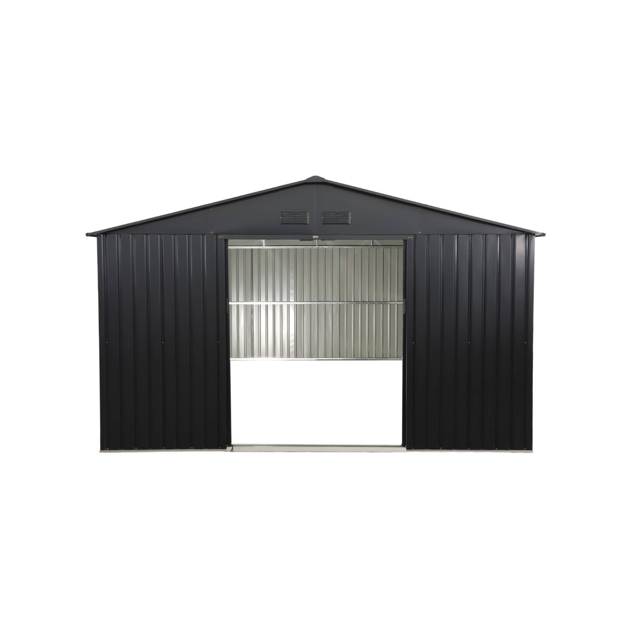 Abri de jardin acier galvanisé 15,35m² avec kit d'ancrage VIROLOIX