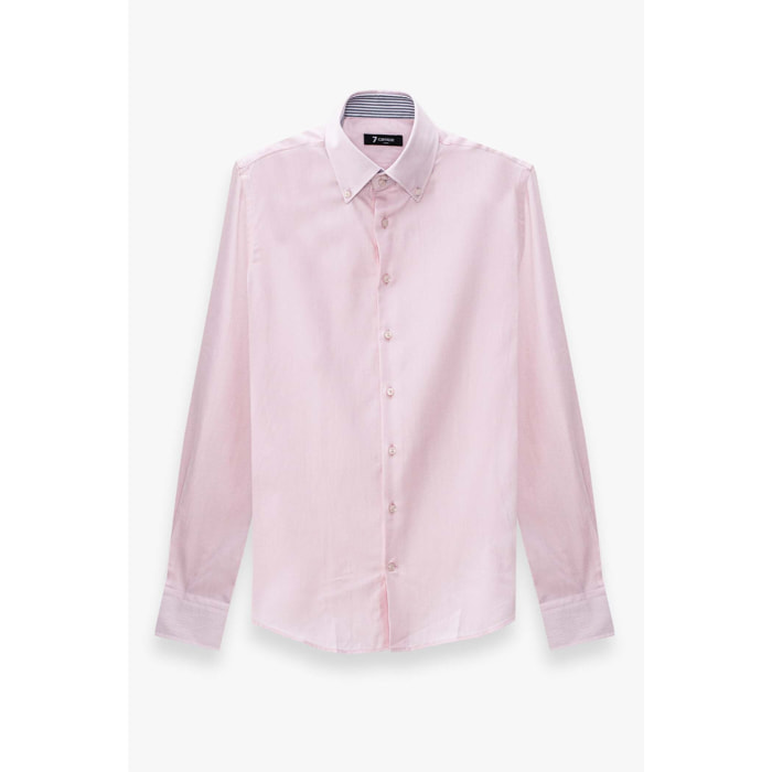 Camicia Uomo 2 Bottoni Button Down Slim Oxford unito Rosa
