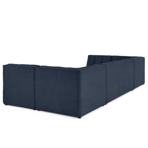 Ellie - canapé modulable panoramique 7 places en velours texturé - Bleu marine