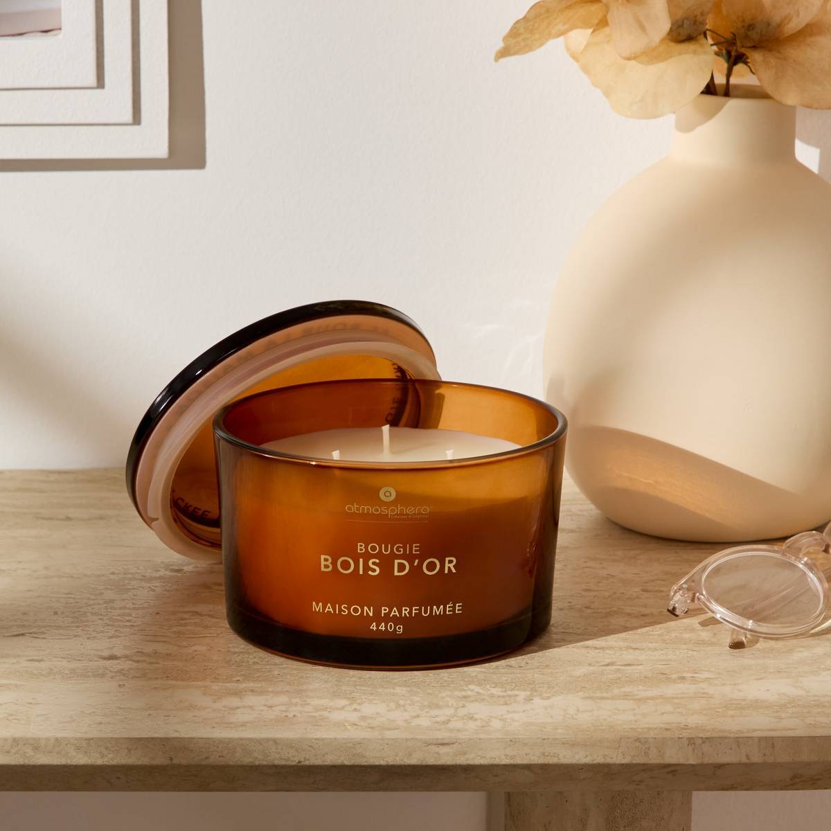Bougie parfumée 440 g Glowy bois d'or