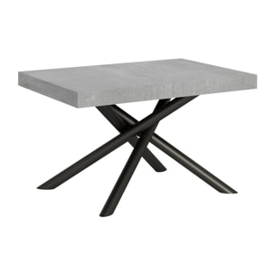 Table extensible 90x130/390 cm Famas Gris Béton cadre Anthracite