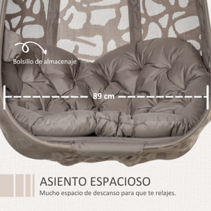 Silla Colgante con Soporte de Acero Asiento Cesta Plegable 126x96x172 cm Marrón