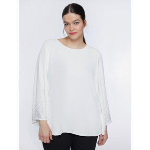 Fiorella Rubino - Blusa blanca con detalles brillantes - Blanco