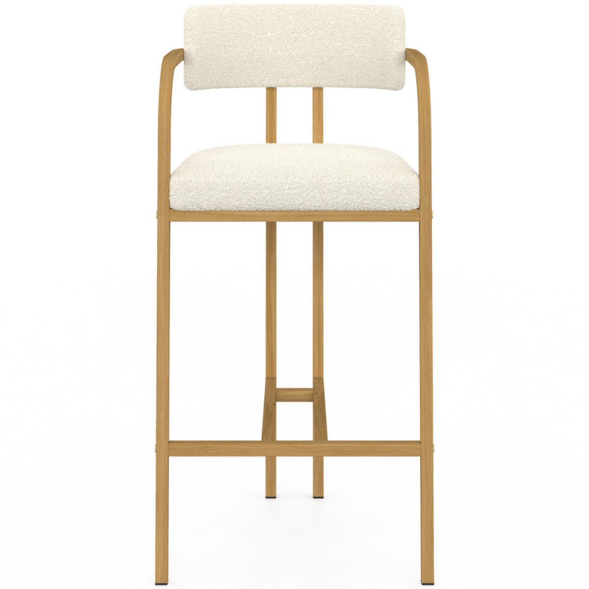 Tabourets de bar Elsa bouclette blanche pieds effet bois - lot de 4
