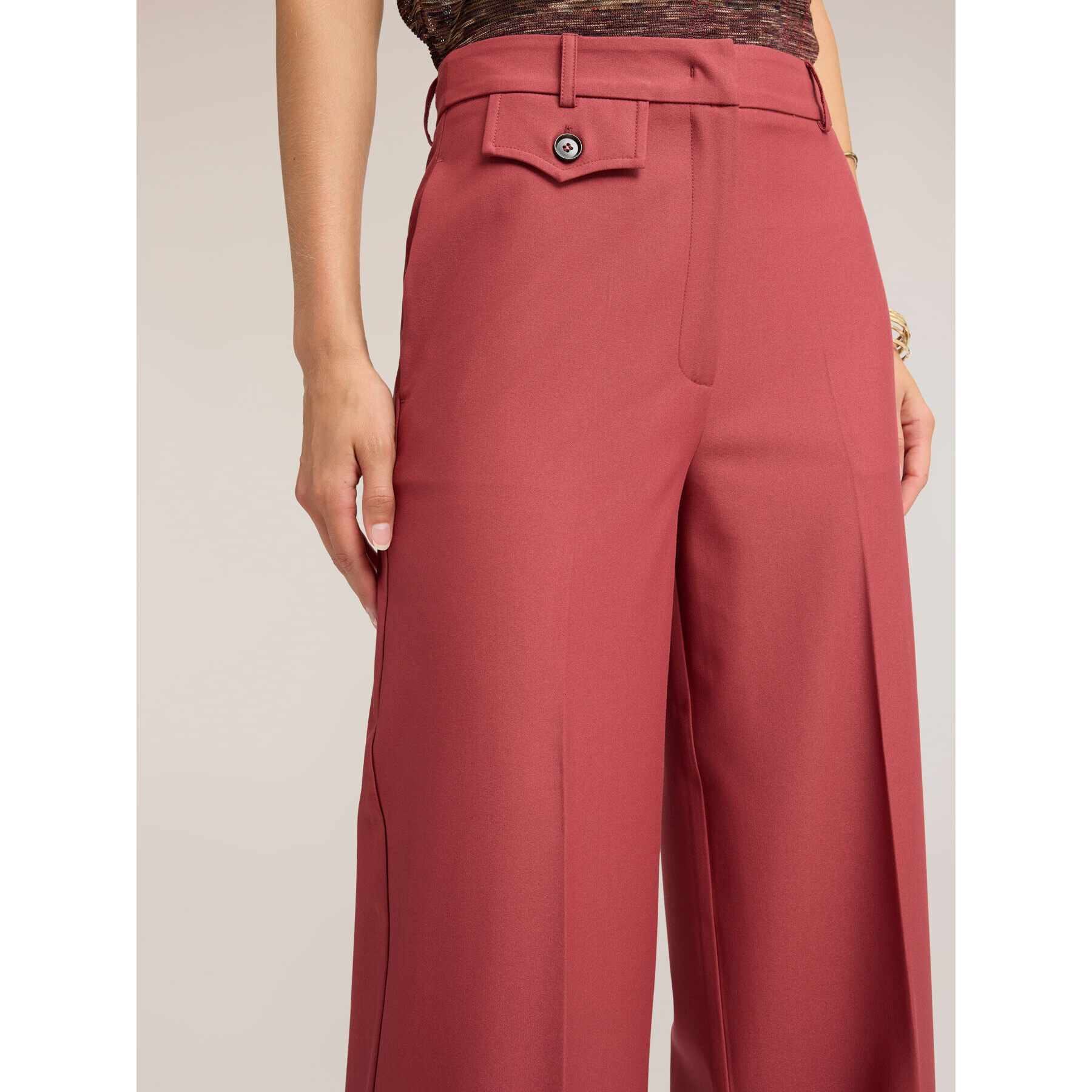 Motivi - Pantaloni palazzo fluidi con piega stirata - Rosso