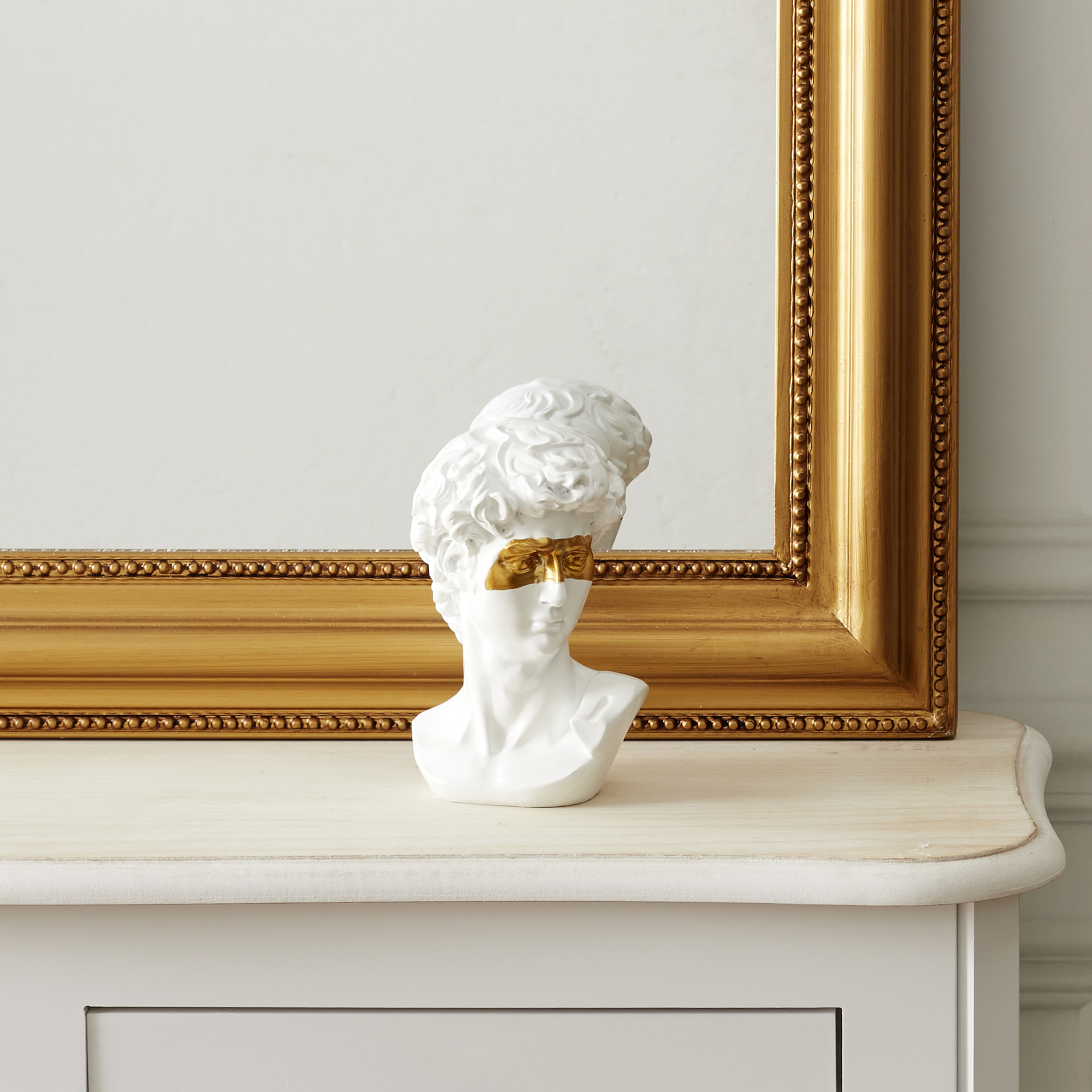 Statue David Masque Dore H15cm