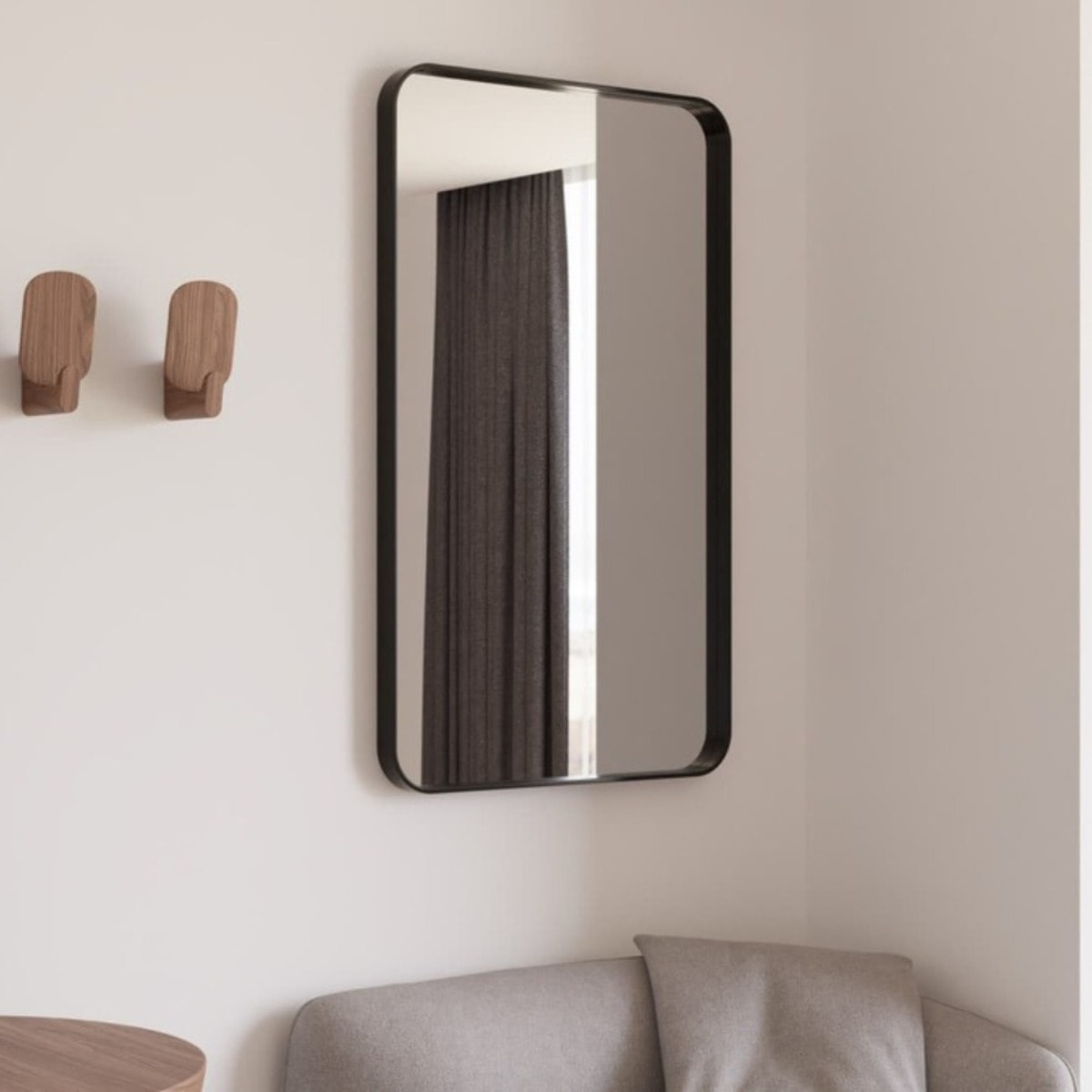60x80 cm miroir suspendu rectangulaire, cadre en aluminium, noir (SATZOB6080CE)