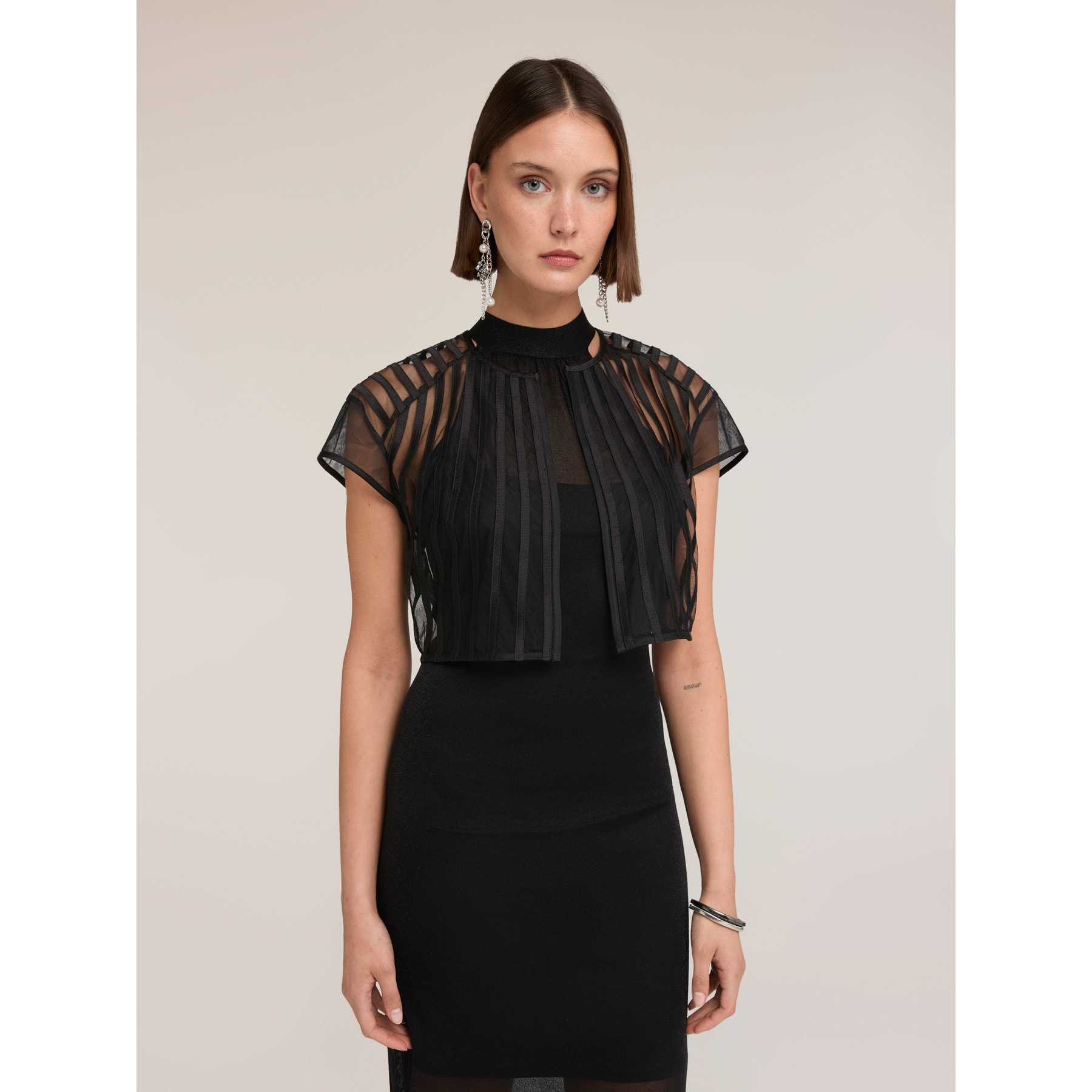 Motivi - Cubre hombros de tul y raso - Negro