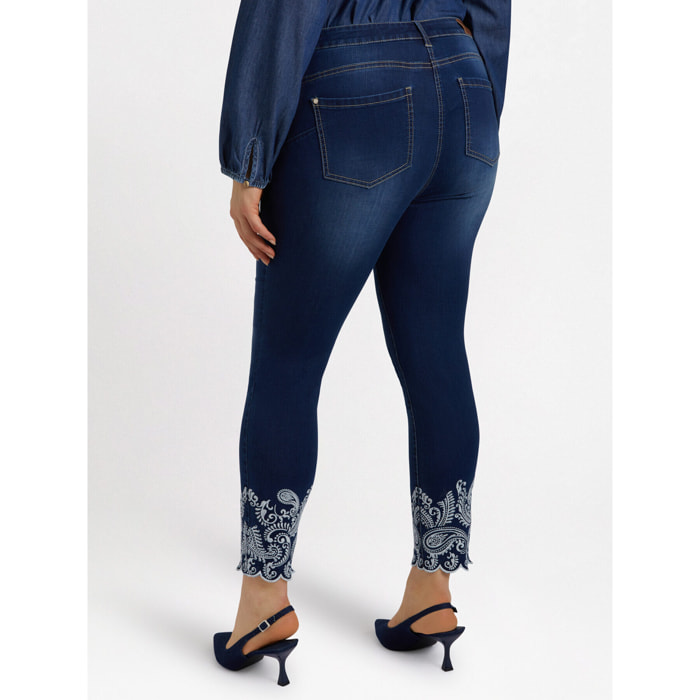 Fiorella Rubino - Jeans skinny con ricamo al fondo - Blu