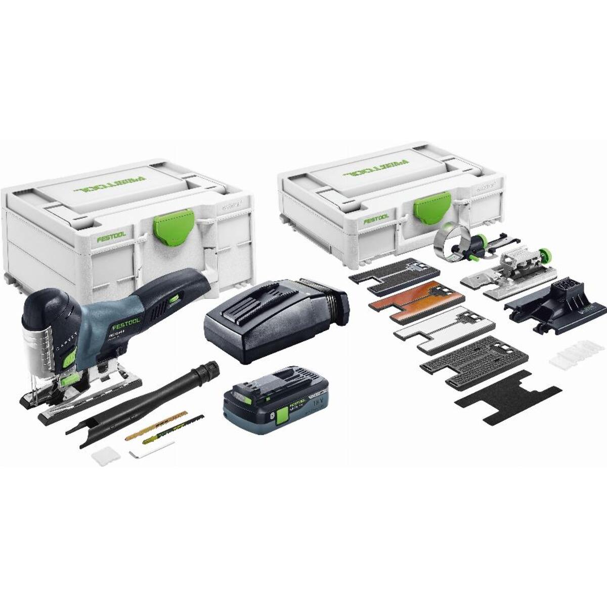 Scie sauteuse sans fil 18V FESTOOL PSC 420 HPC EBI-Set CARVEX - 1 batterie 4Ah + chargeur rapide + systainer 13 accessoires - 576523