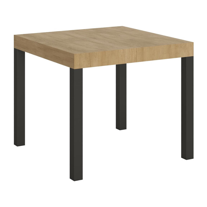 Mesa extensible 90x90/246 cm Everyday Roble Natural estructura Antracita