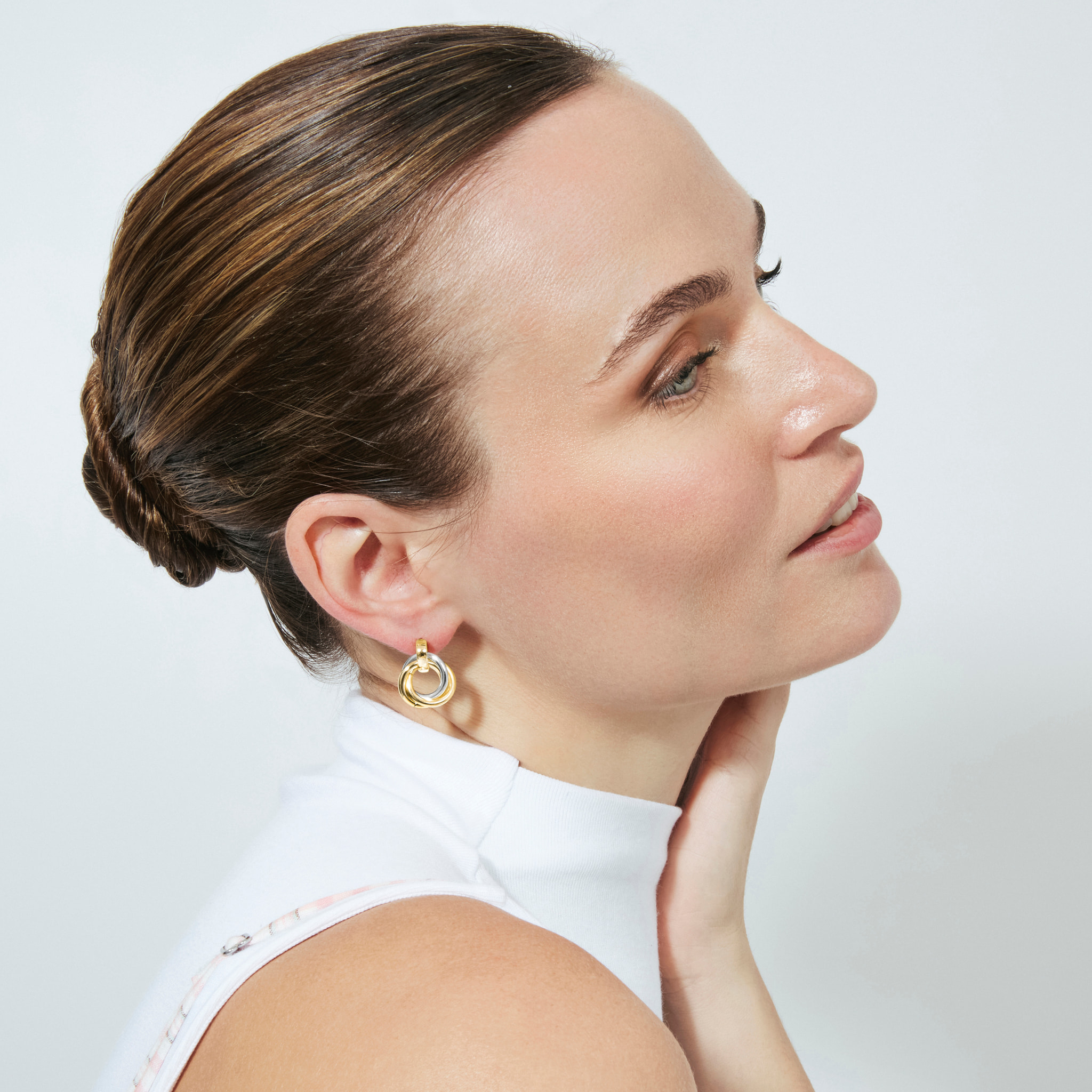 Pendientes Uhuil acabado plata y oro amarillo 18k