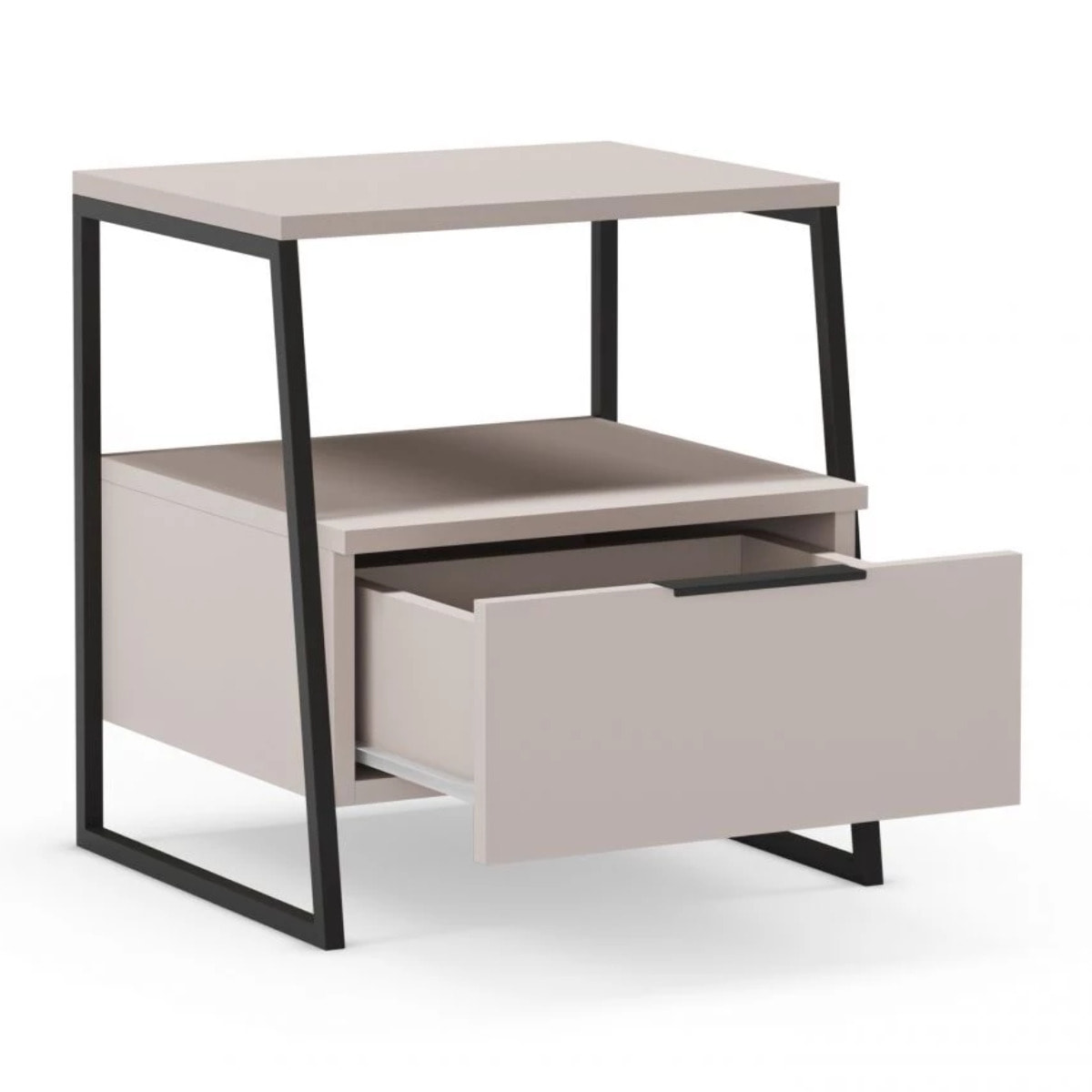 Mesita de noche Oksa Beige - Negro