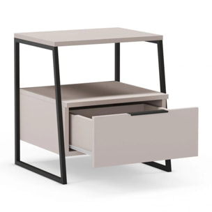 Mesita de noche Oksa Beige - Negro