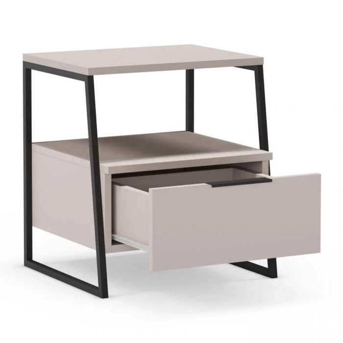 Mesita de noche Oksa Beige - Negro