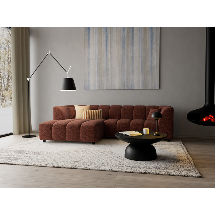 Curtis - canapé d'angle gauche 4 places avec accoudoir en tissu texturé - Terracotta