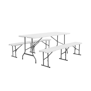 Lot de 2 tables de réception. pliables 180cm. table pliante avec poignée de transport. table de camping