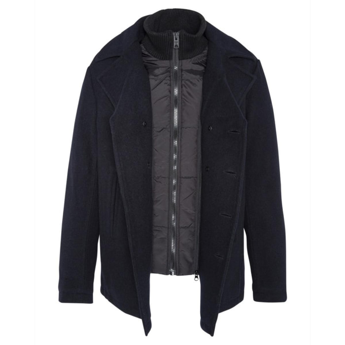 CYCLONE2 PEACOAT WITH REMOVABLE FAKE COLLAR & PLASTRON 80% WOOL 20% NYLON Blu