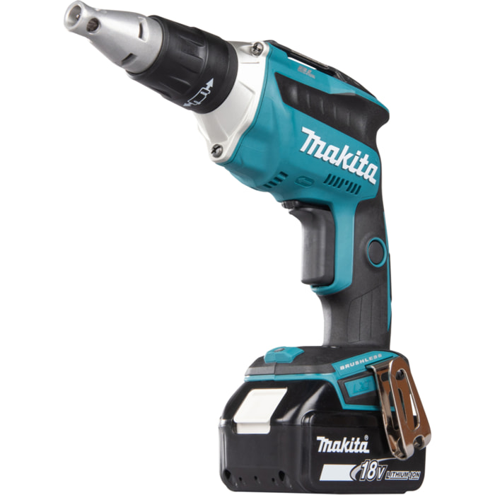 Atornillador para placas de yeso 18 V Li-Ion 5 Ah MAKITA - 2 baterías, cargador, maletín - DFS452RTJ