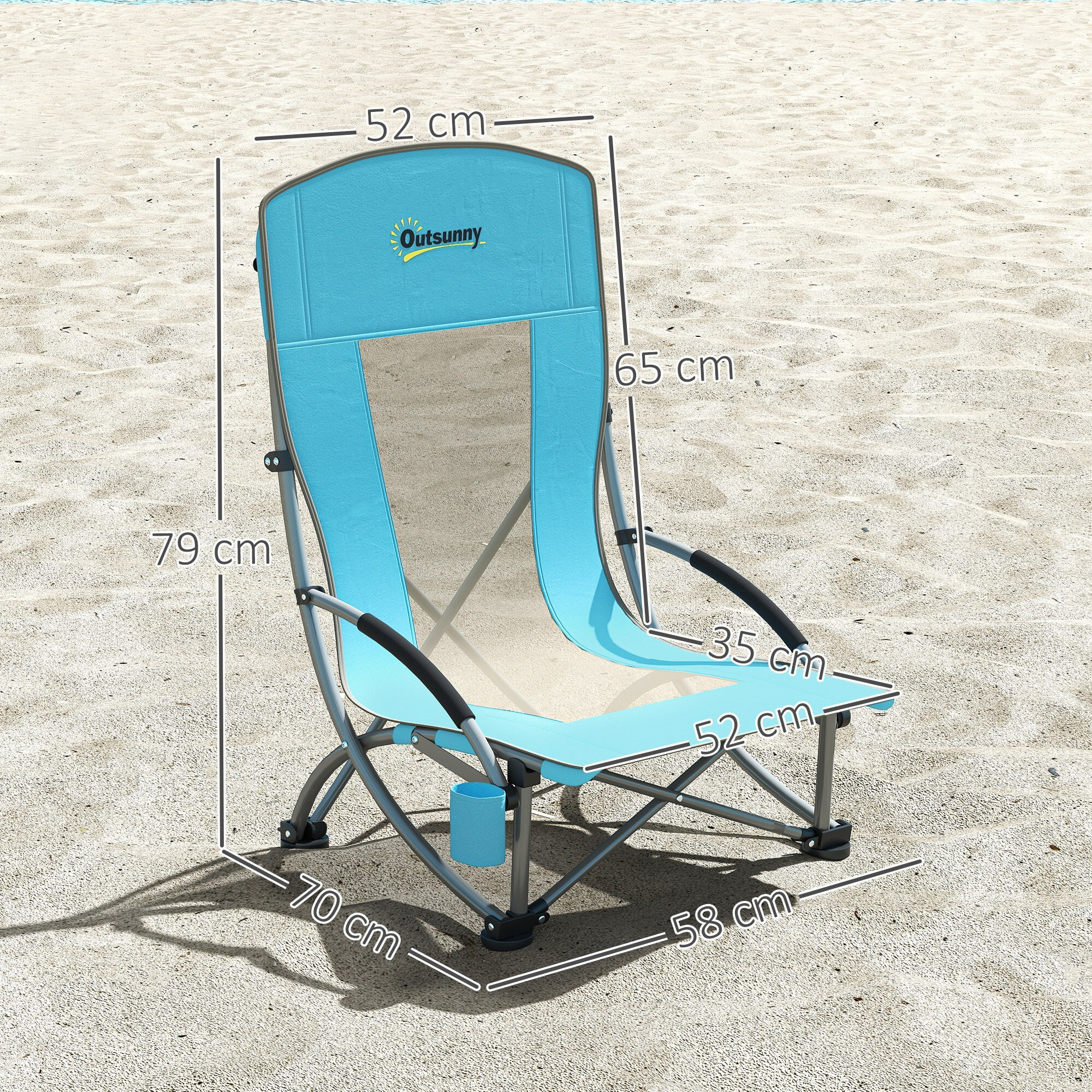 Lot de 2 chaises de plage pliantes - chaise de camping compacte légère poids net 2,7 Kg - métal polyester textilène bleu