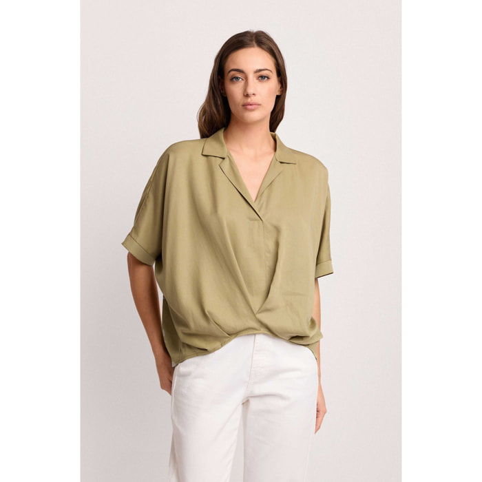 Kocca - Blusa a portafoglio Donna, Tinta unita, Scollo a V