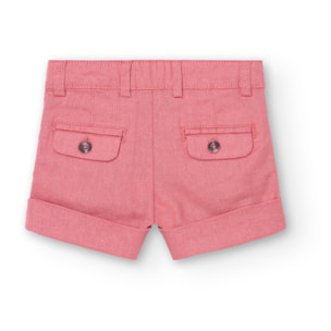 Bermudas de lino niño, naranja liso, cierre de botón