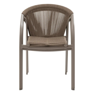 Fauteuil de jardin empilable "Riu" Cappucino & café aluminium