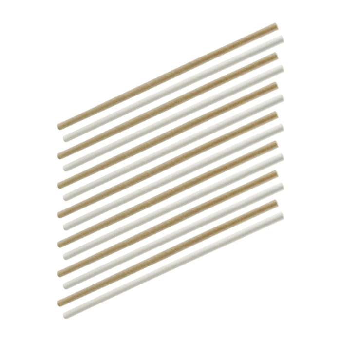Lot de 60 pailles en papier brun et blanc 24 cm Fackelmann Bar Concept