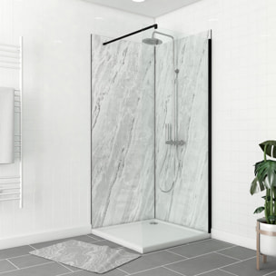Pack de 2 Panneaux Muraux Pierre Artic Storm 90+90x210 cm avec Profilés NOIR MAT - STONE'IT