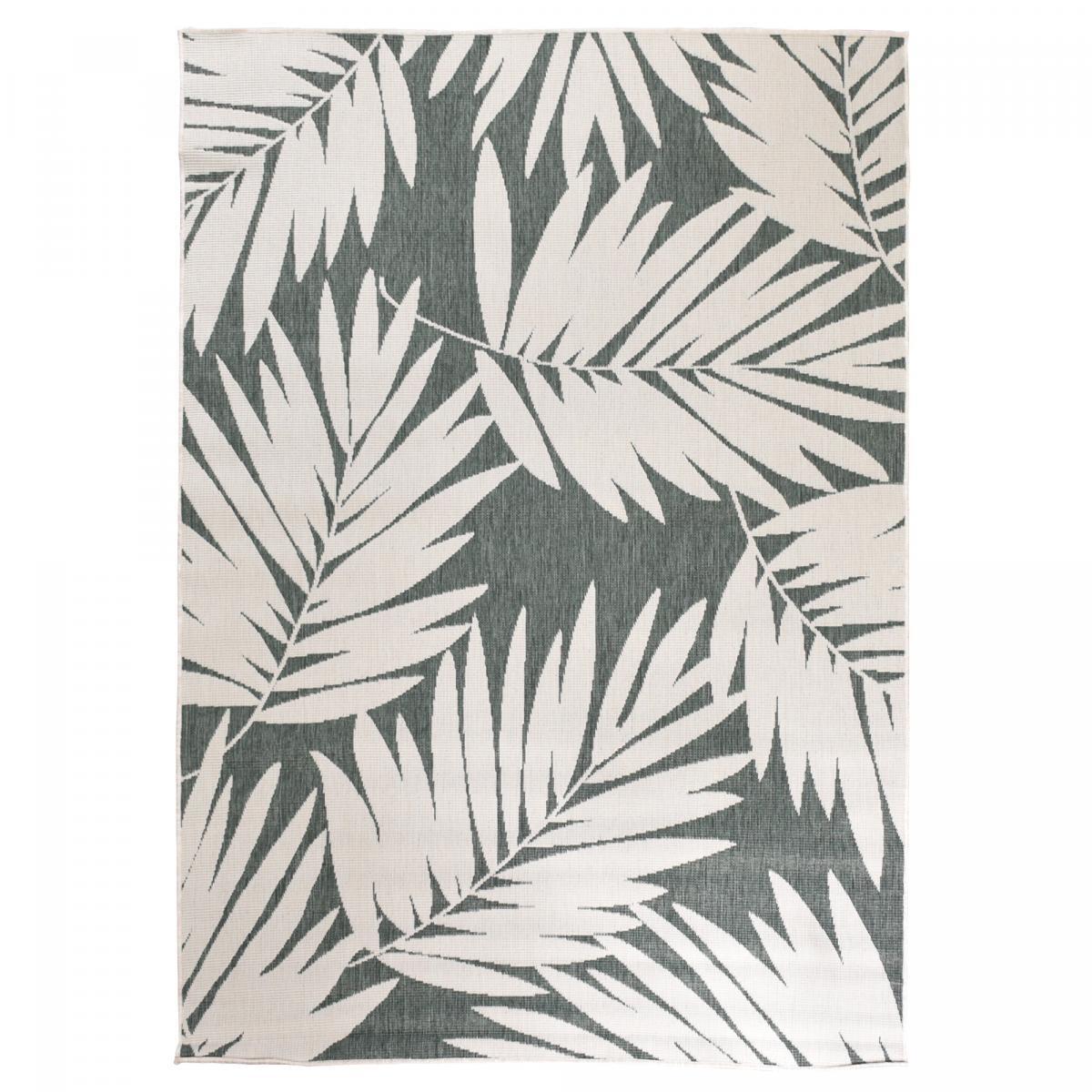 Tapis d'extérieur reversible Kunu motif floral vert et blanc