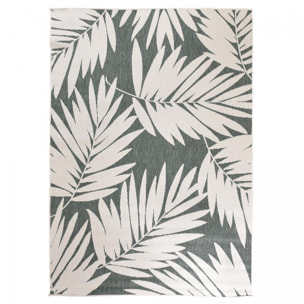 Tapis d'extérieur reversible Kunu motif floral vert et blanc