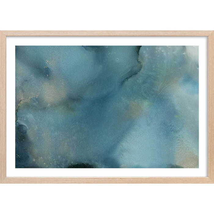 Poster rivière dorée Affiche + cadre en bois - Chêne