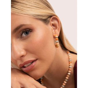 Pendientes Aro Ámbar Stones Acero Baño Oro